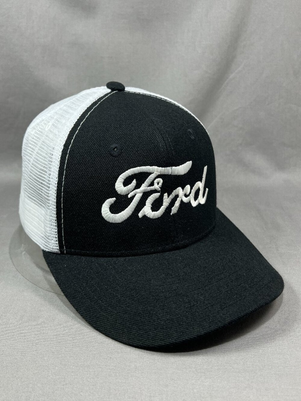 Ford Trucker Decky Hat Snapback Black White Motorsports Mesh Adjustable Mens Cap
